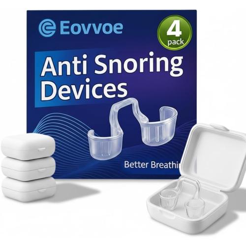 Anti Snoring Devices, Adjustable Snore Stopper for Men and Women, 3-Gear Fit for Personalized Comfort, Individually Packaged & Reusable – 4 Pack