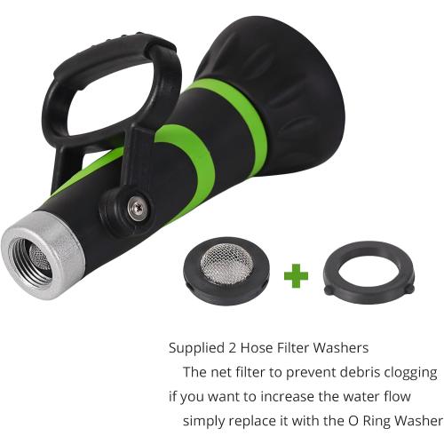 GREEN MOUNT GSFNG98 Garden Hose Nozzle, Fireman's Hose Heavy Duty Nozzle, Premium Constructed Sprayer with Ergonomic Handle for Arthritis