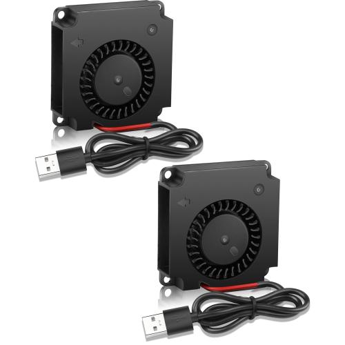 GDSTIME 40mm USB Blower Fan 5V with 3 Speed Control, Micro 5 Volt DC Brushless Fans 4010 Hydraulic Bearing 40x40x10mm for DIY Cooling (Pack of 2Pcs)