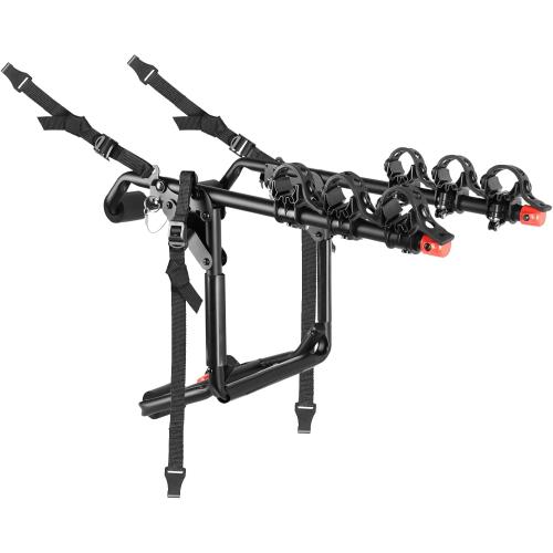 FORWODE Premium Trunk Mount Rack Carries 3 Bikes, Portable Adjustable Bike Rack for Car, SUV, Hatchback, Black