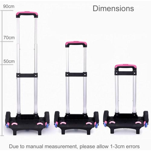 Color Black and Pink Backpack Trolley, Wheeled Trolley Aluminium Alloy Foldable Hand Cart 6 Wheels Rolling Luggage Carts for Kids School