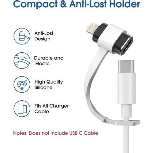 TechMatte Female USB C to Male Lightning Adapter 2 Pack 2.2A Charging Data Transfer, Compatible with iPhone 14, 13, 12, 11 Xs SE iPad iPod AirPods, Not for Audio Headphones/OTG Android Anti-Lost Black