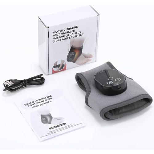 Foot Massager for Pain Relief, Foot Renew Ankle Massager, Ankle Heating Pad Heated Brace Wrap with 4 Heat Levels and 3 Vibration Modes for Women Men (Grey)