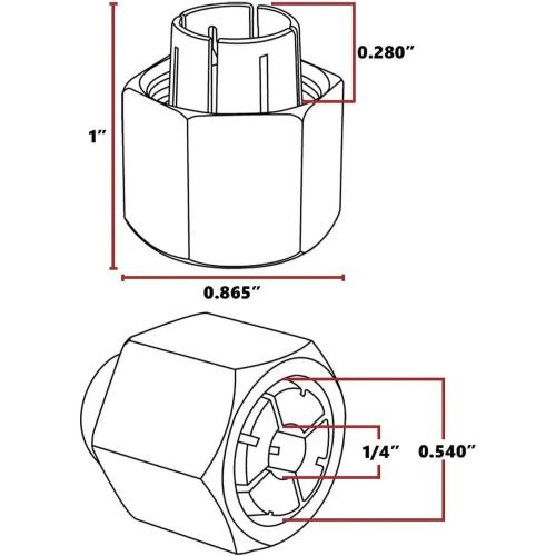 Thaekuns 1/4 Router Collet Fit for Dewelt 326286-04 Big Horn 19691 Boschi 2610906283 Hitachi 323-293 RC025DW