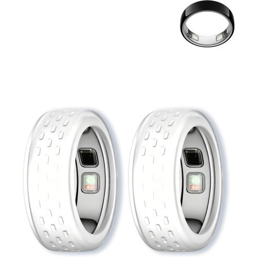 Silicone Cover Compatible with Oura Ring 5,WUNIAK 2-Pack Smart Ring Protector Sleeves,Soft Anti-Scratch Protective Case,Lightweight Ring Guards for Daily Wear,S (Size 6-9) Translucent Translucent