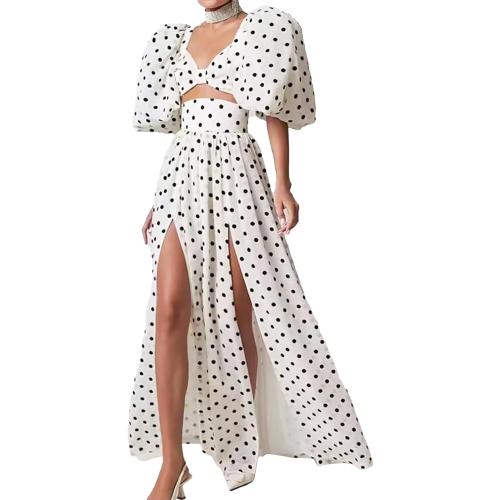 Black Sexy Evening Dress Maxi Printed Dress Puff Sleeve Empire Waist Dress Women Glamorous Dress Summer Dress