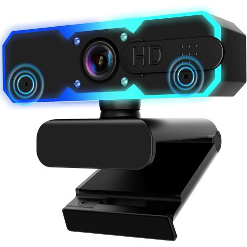 NBPOWER 1080P 60FPS Streaming Camera Webcam with Microphone and Fill RGB Light,Autofocus,Work with Laptop/Desktop Computer/Winsdows/Mac OS/PC Computer for Camera