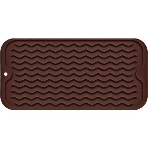 Silicone Dish Drying Mat, Non-Slip Easy Clean Sink Mat Large Heat-resistant Dish Drainer Mat for Kitchen Counter, Sink, Refrigerator or Drawer liner (12 x 6, COFFEE)