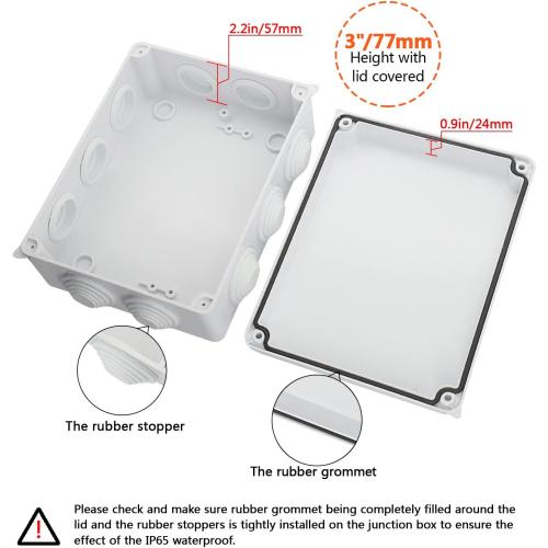 LeMotech ABS Plastic Dustproof Waterproof IP65 Junction Box Universal Electrical Project Enclosure White 7.8 x 6.1 x 3.1 inch (200 x 155 x 80 mm)