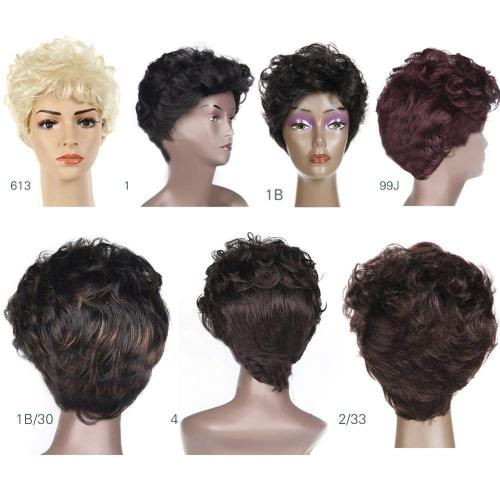 Hair Extensions Synthetic Hair Mix Color Short Natural Wave for Women Heat Resistant Wig P1B/30 Daily Wigs Hair Pieces (Color : #4, Stretched Length : 6inches)