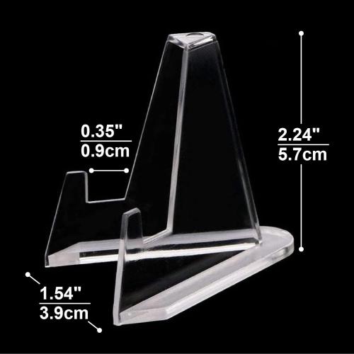 HillSpring 10 Pack 2.2 Inch Clear Small Easel Stand, Acrylic Tabletop Mini Stand, Display Holder for Sports Cards, Challenge Coin, Graded Cards, Name Card, Photo, Sign, Medal, Crystals, Plates