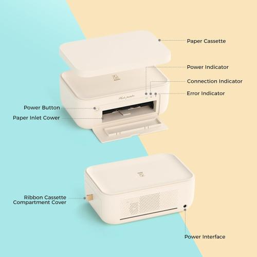 HPRT 4x6 Photo Printer with 108 Sheets & 2 Ribbons - Dye Sublimation Wireless Portable Photo Printer for iPhone & Android Smartphones, Home & Travel Picture Printing, Ideal Gift, Beige