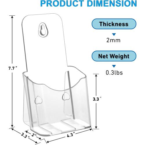 Acrylic Brochure Holder 4x9 Inches Slant Back Design, Clear Display Stand, Plastic Table Stand Sign Holder,Pamphlet Holder Flyer Holder, Acrylic Display Stand, Acrylic Table Signs Plastic Paper Holder for Office, Home, Store, 2 Pack