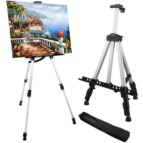Art Easel Stand for Painting and Sign - RRFTOK Aluminum 66 Inch Metal Tripod Adjustable Portable Easels for Display - Canvas Stand for Table Top Floor Drawing for Artists Adult Holder or Teen