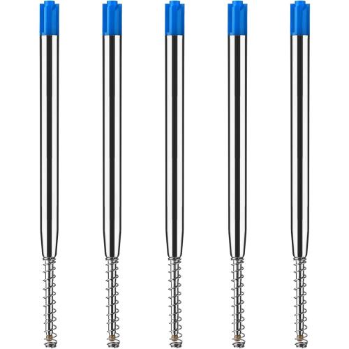 TIESOME 5pcs Replaceable Ballpoint Pen Refills with Spring Metal Ball Point Refills Smooth Writing Pen Refills, 0.7mm Retractable Ballpoint Pen Refills for School Office Supplies (Blue)