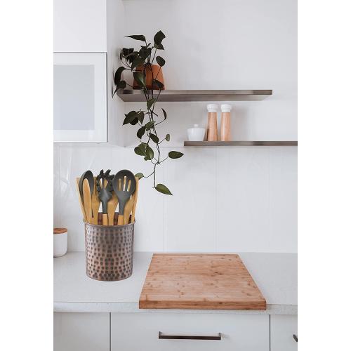Monarch Abode Kitchen Utensil Holder – Hand Hammered Metal Antique Copper Utensil Holder, Decorative Utensil Crock for Kitchen Counter, Cooking Tool and Spatula Holder for Countertop, Caddy Organizer