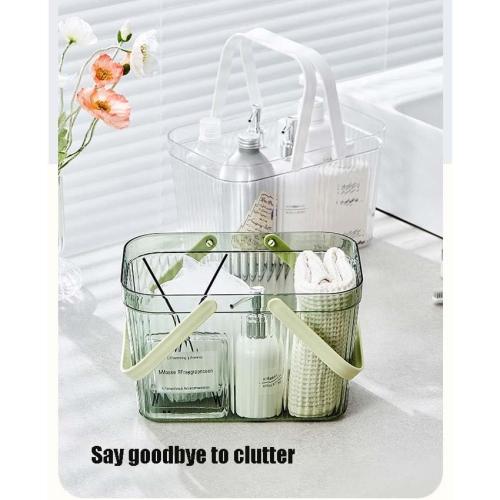 Dorm Storage Organizer, Portable Shower Caddy Plastic, Plastic Shower Caddy Basket Tote For Bathroom College Dorm Acrylic Container for Shower 10.4×6.9×6.7inch,Transparent Green