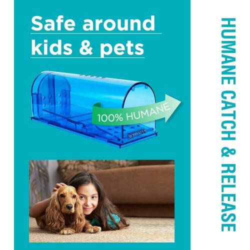 Humane Mouse Trap | Catch and Release Mouse Traps That Work | Mice Trap No Kill for mice/Rodent Pet Safe (Dog/Cat) Best Indoor/Outdoor Mousetrap Catcher Non Killer Small Capture Cage (Blue)