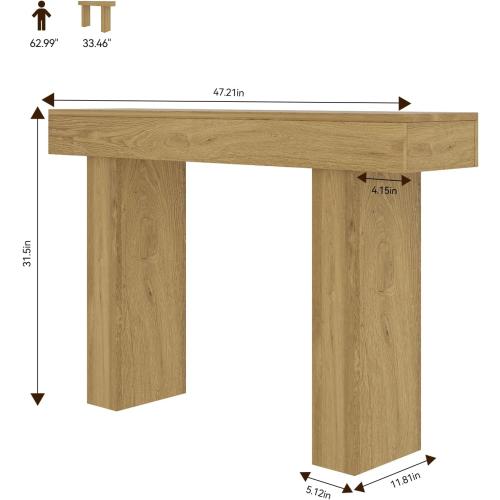 Console Table, Wooden Entryway Table, Rectangular Sofa Table Behind The Couch, Farmhouse Narrow Console for Entrance, Hallway, Living Room