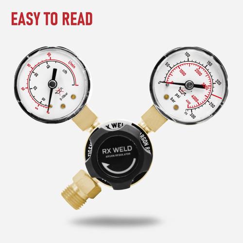 RX WELD Argon Regulator for MIG TIG, 0-40 CFH, CGA580 Inlet