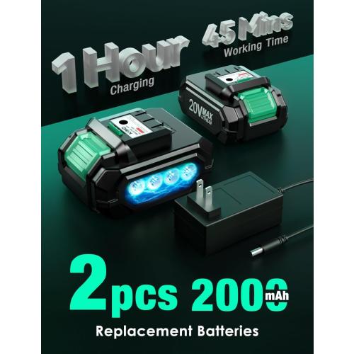 K I M O. Cordless Leaf Blower Vacuum Combo 4 in 1, 3 Nozzles &3 Modes for Inflation & Deflation, Extended Tube & Variable Speed, 20000RPM 150MPH, 2x2000mAh Battery Powered Leaf Blowers for Lawn Care