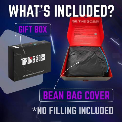 Throne Boss Gaming Bean Bag Chair for Kids with High Back – Floor Gaming Chair, Easy to Clean Oxford 420D Fabric, Large Side Pockets, Headphone Hanger – Cover ONLY Add 200 Liters Beans (Purple)