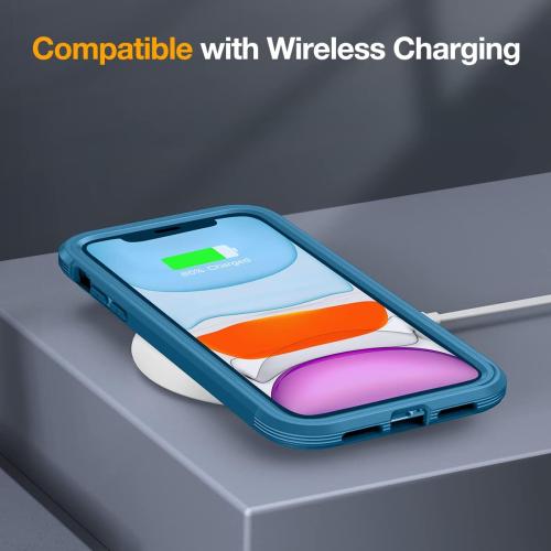 Miracase Glass Series for iPhone 11 Case 6.1 inch, Upgraded Full-Body Rugged Phone Bumper Case Cover with Built-in 9H Tempered Glass Screen Protector and Camera Protector, Light Blue