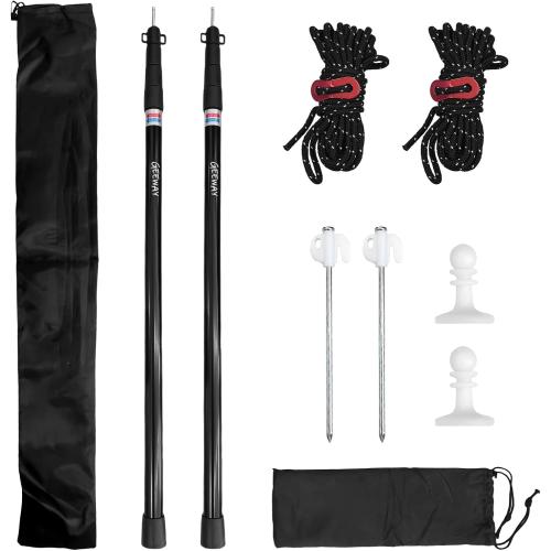 GEEWAY 2 Pcs 120 Inch Tarp Poles for Camping, Heavy Duty Telescoping Tent Pole, Aluminum Adjustable Tent Poles for Outdoor Activity, Wilderness Adventure and RV Travel (Black)