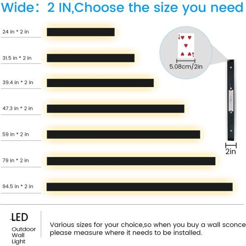 Modern Outdoor Lights - 47.3inch Outdoor Exterior Linear Sconce Black Patio Wall Light Fixtures, Long Strip Wall Lights Fixture Outside for Garage, House