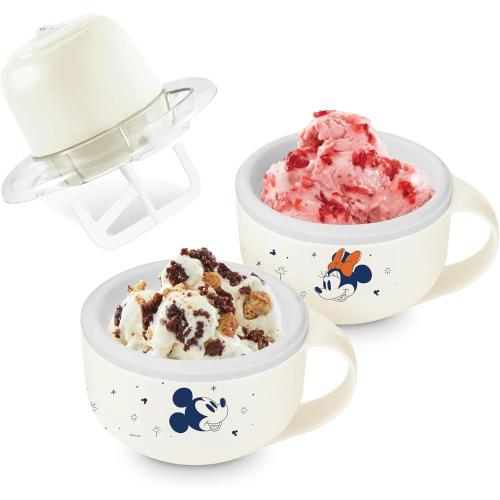 Disney Dash My Mug Ice Cream Maker Bundle - Mini Electric Ice Cream Maker - Creates Gelato, Sorbet & Frozen Yogurt - Easy to Clean & Use - 2 Mugs, Mickey & Minnie Design NEEDS CLEANING, MISSING PIECES