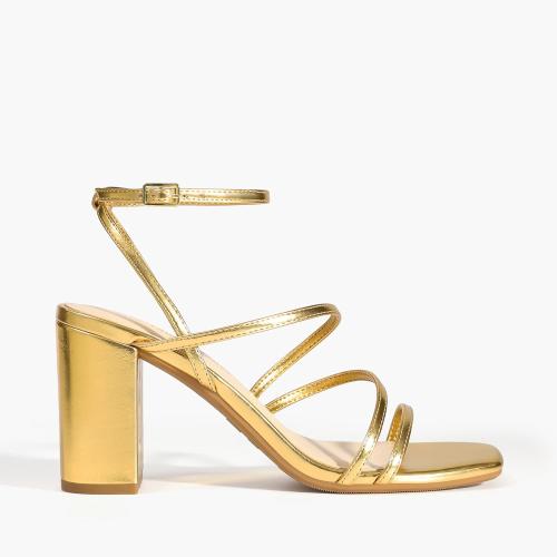 Size 7....DREAM PAIRS Women's Heels Chunky Block Strappy Square Open Toe Ankle Buckle Heeled Sandals Wedding Party Dress Shoes Indie