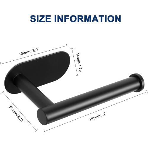 NearMoon Toilet Paper Holder Self Adhesive, Premium Thicken SUS304 Stainless Steel Rustproof Adhesive Toilet Roll Holder no Drilling for Bathroom, Kitchen, Washroom (1 Pack, Matte Black)