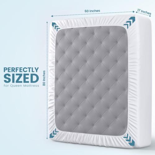 Queen Size Mattress Protector Waterproof, Premium 200 GSM Terry Mattress Cover, Soft & Breathable Bed Cover, Fitted Sheet Style Stretchable Deep Pockets 17 by Utopia Bedding (White)
