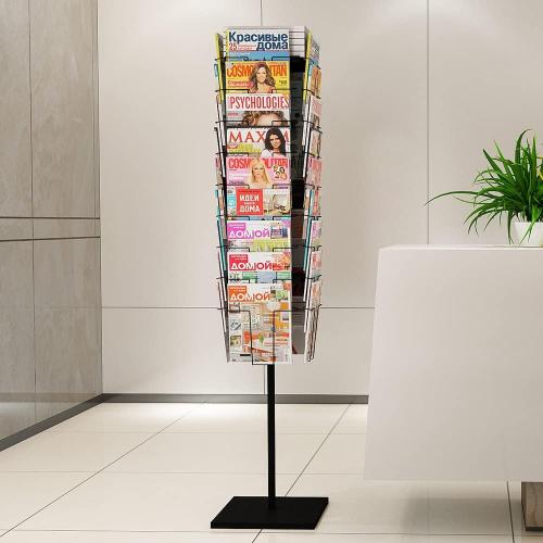 Rotating Brochure Display Stand,Detachable Magazine Rack with 36 Pockets,63inch Floor Standing Literature Display Stand