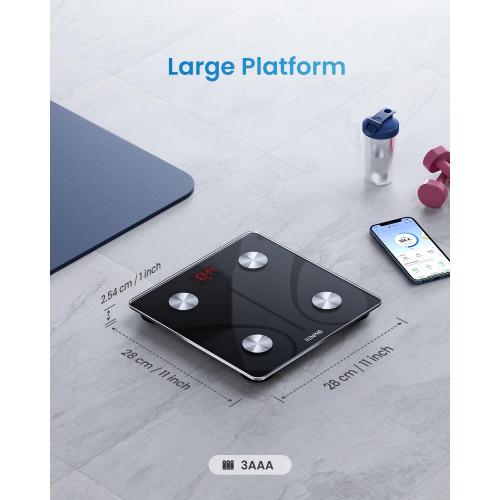 Color Black RENPHO Smart Scale for Body Weight, Digital Bathroom Scale BMI Weighing Bluetooth Body Fat Scale, Body Composition Monitor Health Analyzer with Smartphone App, 400 lbs - Elis 1