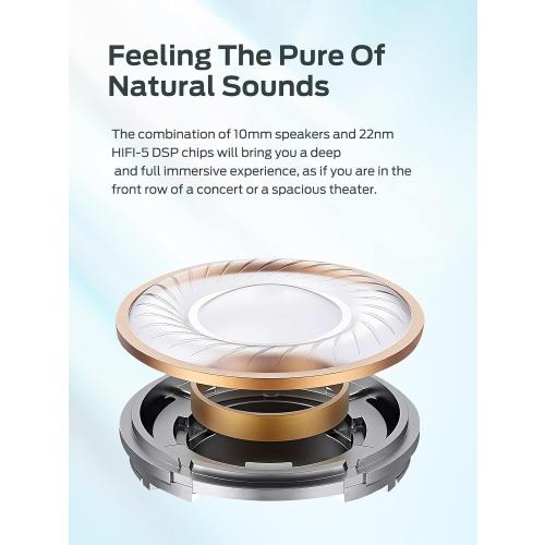 Monster Clarity 8.0 Hybrid Active Noise Cancelling Wireless Earbuds, 42dB in-Ear ANC Earphones Deep Bass with 6 Mics, Bluetooth 5.2, 50H Play Time with Wireless Charging Case