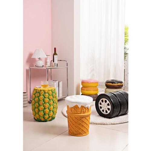 Simulated Food Stool, Resin Fruit Stool, Simulated Food Stools, Food-Shaped Footrest Stool Ottoman, Shoe Changing Stool for Home(Cream)