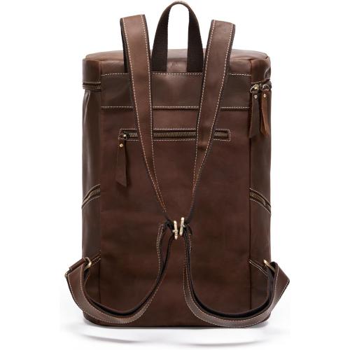 Retro Genuine Leather Backpack, Men's Fashionable Travel Bag And Camping, Practical Men's Travel (Brow)