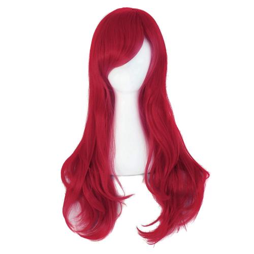MapofBeauty 28 Inch/ 70 cm Long Curly Hair Ends Costume Cosplay Wig (Dark Red)