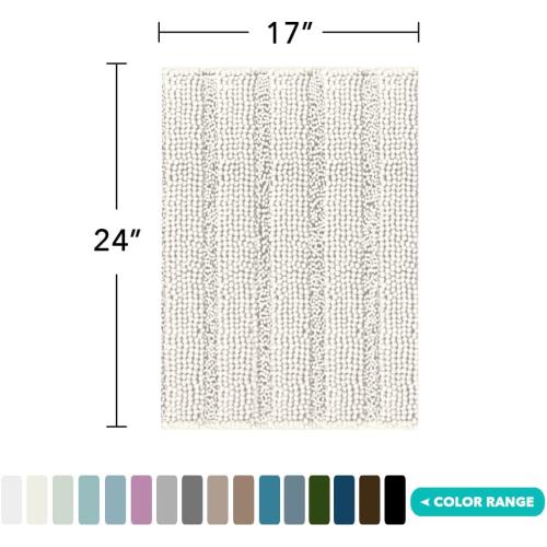 Turquoize Luxury Chenille Bath Rug for Bathroom Rugs Extra Absorbent Bath Mat Non Slip Microfiber Shower Rug for Bathroom Microfiber Shaggy Carpet Rug Size, 17x 24, Cream