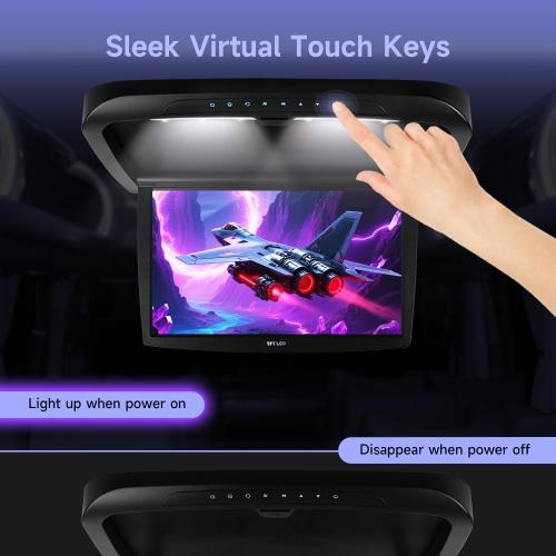 19.5 car Overhead Flip Down Monitor Screen Dispaly 1080P Video HD Digital TFT Screen Wide Screen Ultra Thin Mounted Car Roof Player HDMI IR FM USB SD