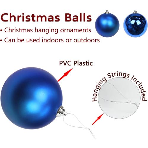 Christmas Ornament, Large Shatterproof Blue Plastic Hanging Ornaments, 5.9 (2pcs), Classic Style, Perfect for Christmas, Birthday, New Year, Anniversary, Valentine's Day