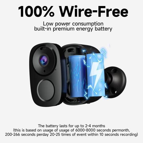 Rraycom 4Pack Security Cameras Wireless Outdoor,2K Battery Powered AI Motion Detection Siren Alarm Surveillance Indoor Home Camera, Color Night Vision, 2-Way Talk, Waterproof, Cloud/SD, Works w/Alexa