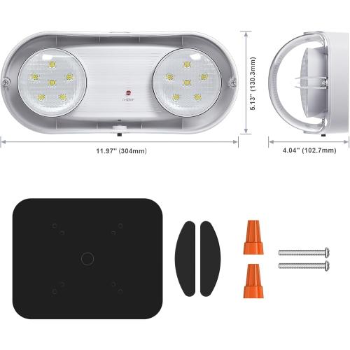 Outdoor Emergency Light with Battery Backup, Exterior Emergency Exit Lights Hardwired, Wet Location LED Egress Lights, Waterproof Commercial Emergency Lighting Fixture, 120-347V, UL Listed(2 Pack)