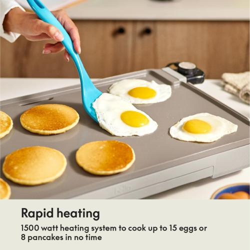 bella 12 x 22 Electric Griddle with Warming Tray, EverGood™ Ceramic Nonstick Coating & Removable Temperature Probe, Dishwasher-Safe Drip Tray & Cool Touch Handles, 1500 Watt, Oatmilk MAY HAVE MISSING ACCESSORIES