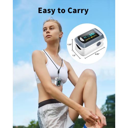 Fingertip Pulse Oximeter Blood Oxygen Saturation Monitor Pulse Ox, Heart Rate and Fast Spo2 Reading Oxygen Meter with OLED Screen Included Lanyard and 2 X AAA Batteries
