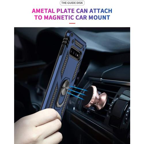 Androgate for Samsung Galaxy S10 Case with HD Screen Protectors, Military-Grade Metal Ring Holder Kickstand 15ft Drop Tested Shockproof Cover Case for Samsung Galaxy S10 (2019) Blue