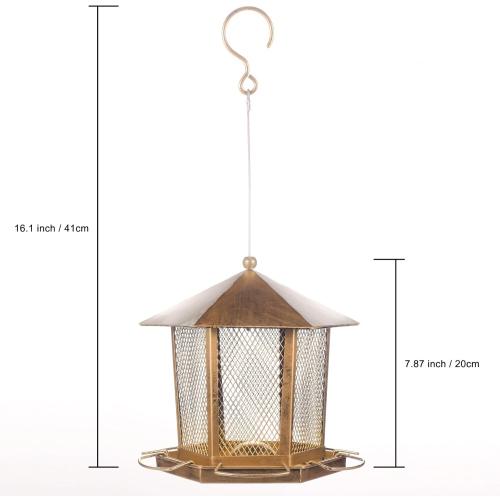 Bird Feeder for Outdoor, Retro Metal Birdfeeder Outside Hanging, Attracting Wild Birds Chickadees Goldfinches Cardinals Finches and Sparrows (Bronze)