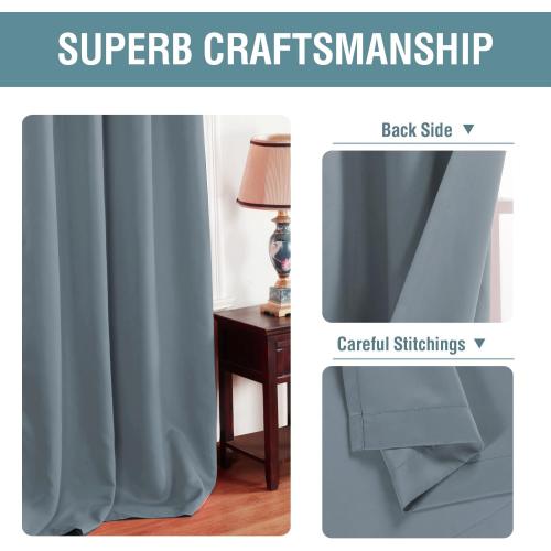 H.VERSAILTEX Blackout Curtains for Bedroom 84 Inches Thermal Insulated Room Darkening Curtains for Living Room, Energy Saving Curtains for Patio Door - Grommet Top (Stone Blue, 1 Panel), 52'W x 84'L