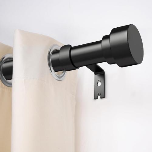 Time Forest Curtain Rods for Windows 32 to 170, 1 Inch Adjustable Black Heavy Duty Long Window Outdoor Curtain Rod for Patio, Modern Drapery Rods with Simple End Caps, Size 32-170